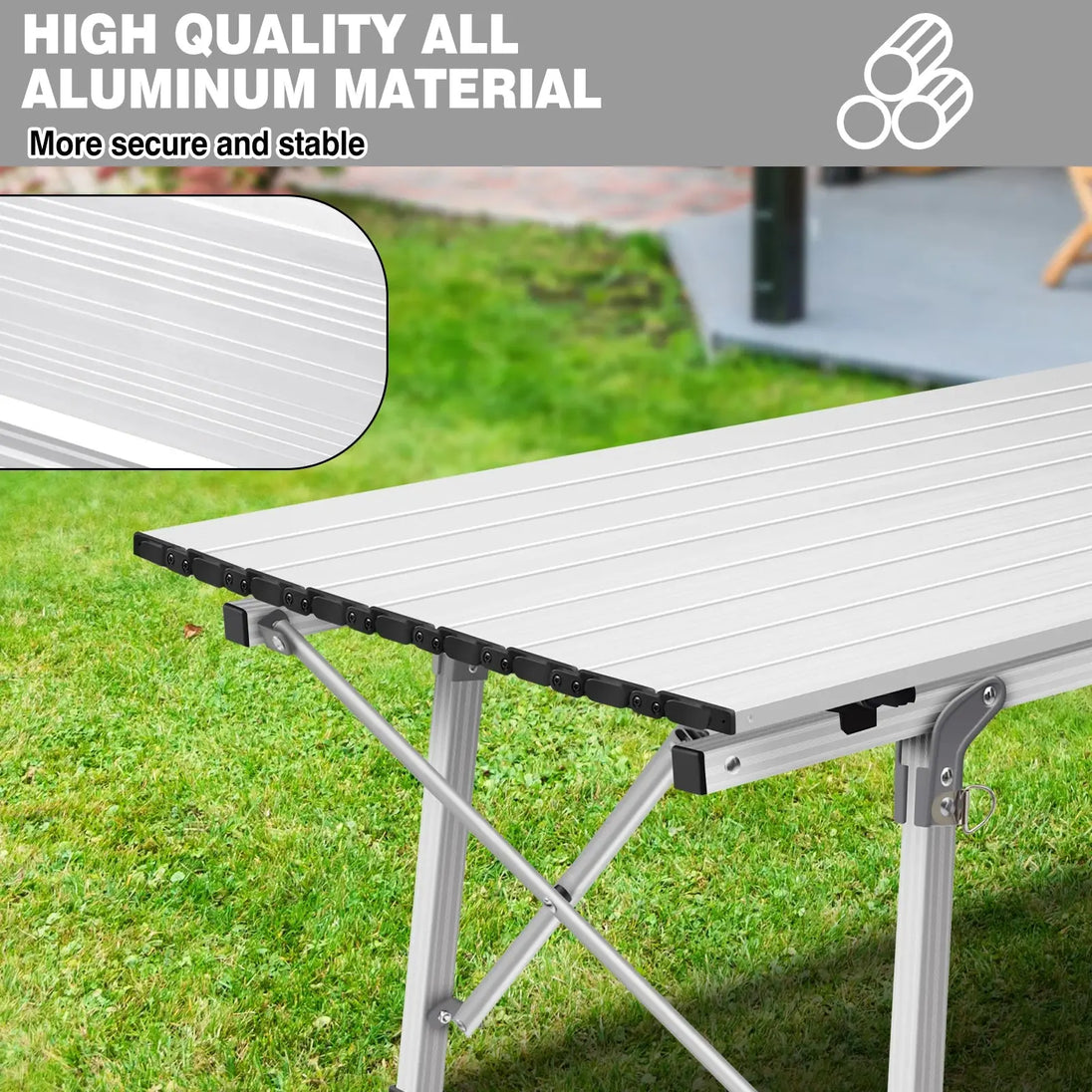 BRIEFNESS Table de Camping Pliante en Aluminium Léger 90x52cm, Réglable 2 Hauteurs (68cm), Portable avec Espace de Rangement pour Plage, Pêche, Jardin, BBQ CaravanSwitch