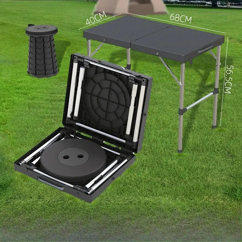 Table pliante de camping avec tabouret télescopique – Tout-en-un et portable CaravanSwitch