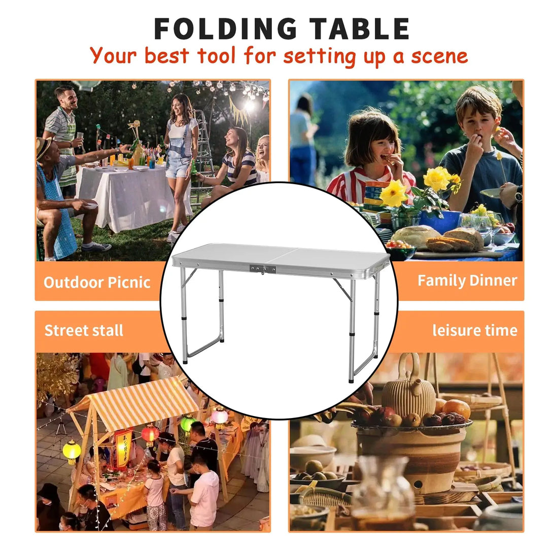 Table pliante 4 pieds – Ton spot repas portable CaravanSwitch
