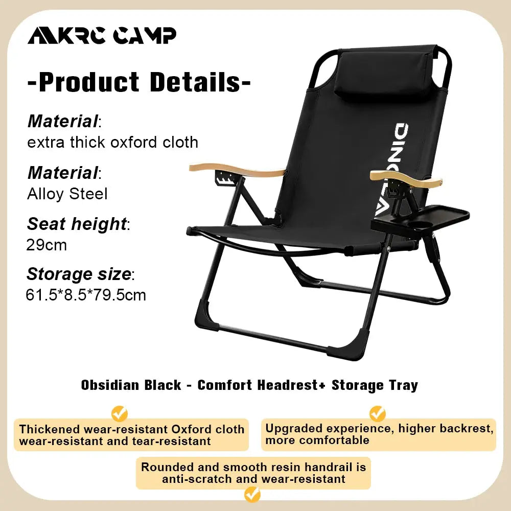 KRC CAMP – Chaise de camping réglable avec oreillers amovibles CaravanSwitch
