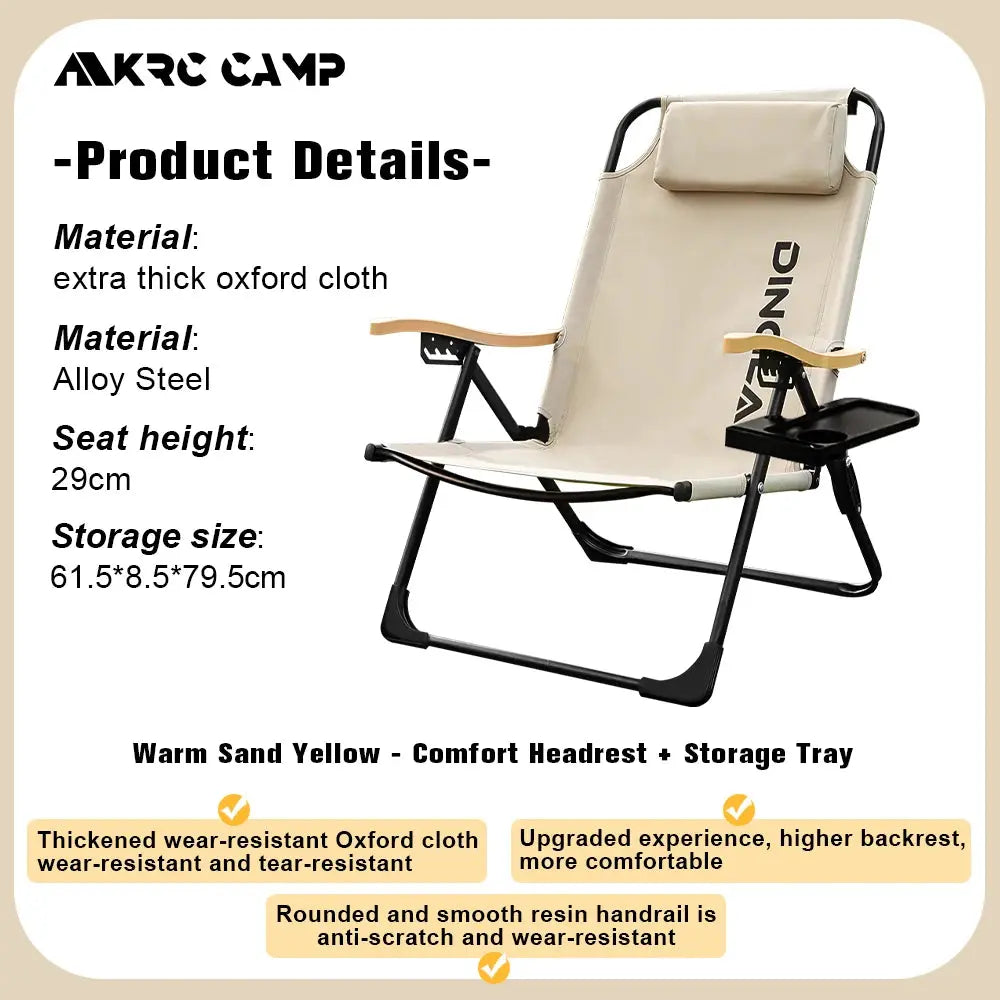 KRC CAMP – Chaise de camping réglable avec oreillers amovibles CaravanSwitch