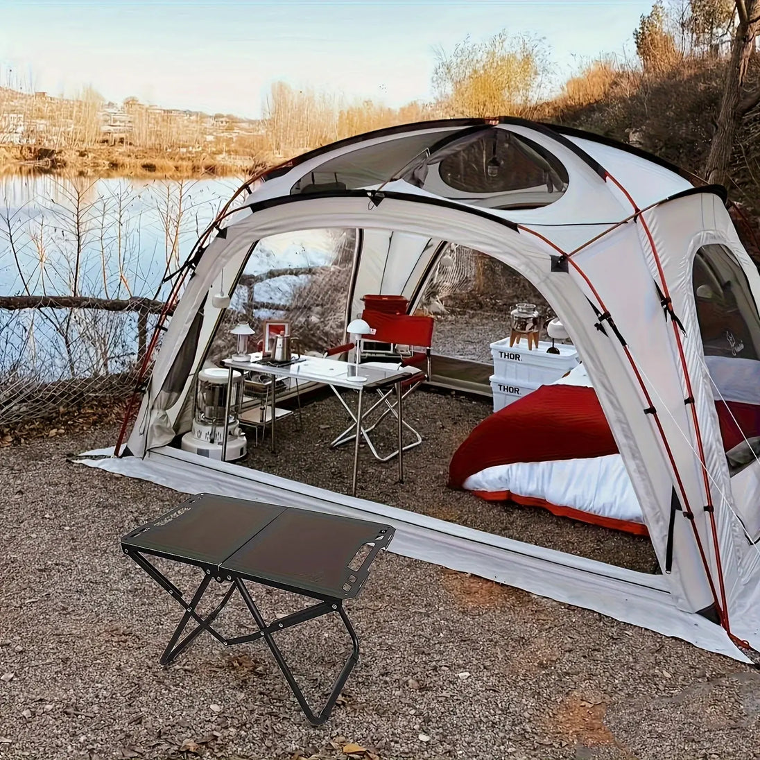 Table de camping pliable en acier au carbone – Légère et polyvalente CaravanSwitch