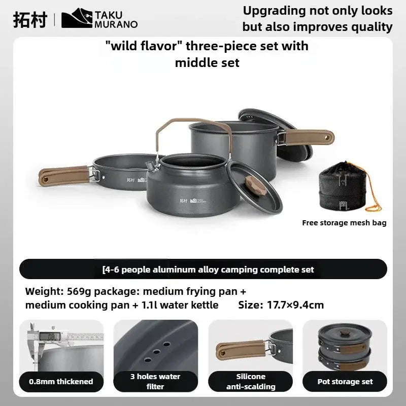 Ensemble de cuisine de camping léger – Casserole, poêle et bouilloire portables CaravanSwitch