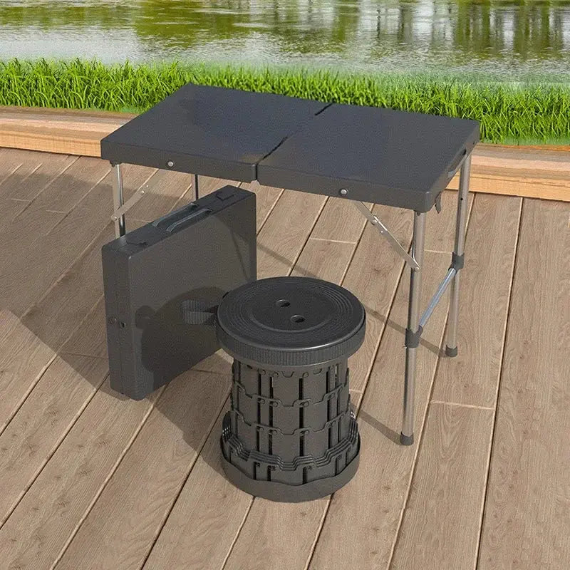 Table pliante de camping avec tabouret télescopique – Tout-en-un et portable CaravanSwitch