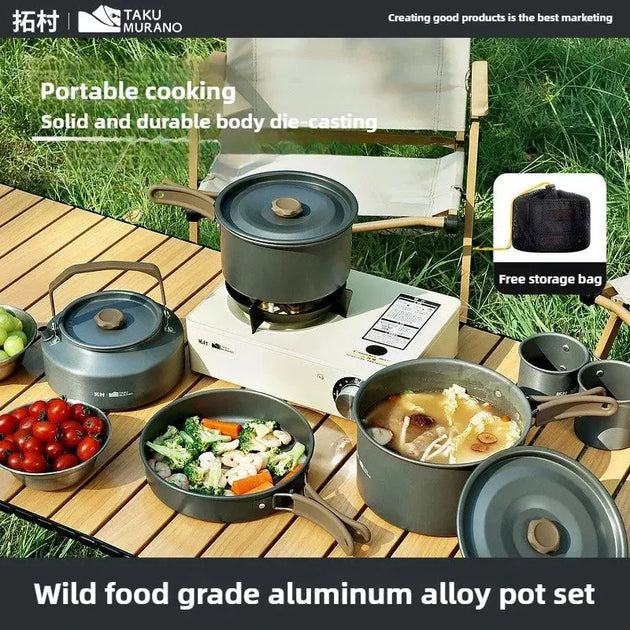 Ensemble de cuisine de camping léger – Casserole, poêle et bouilloire portables CaravanSwitch