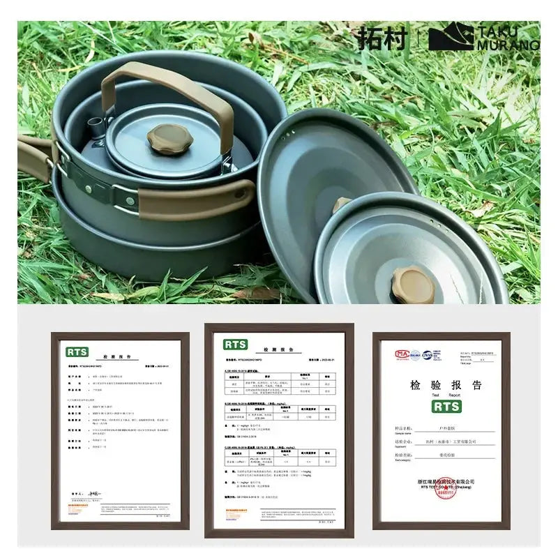 Ensemble de cuisine de camping léger – Casserole, poêle et bouilloire portables CaravanSwitch