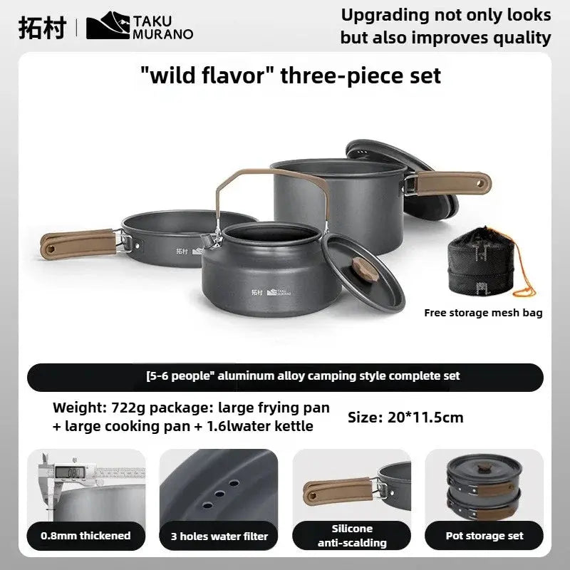 Ensemble de cuisine de camping léger – Casserole, poêle et bouilloire portables CaravanSwitch